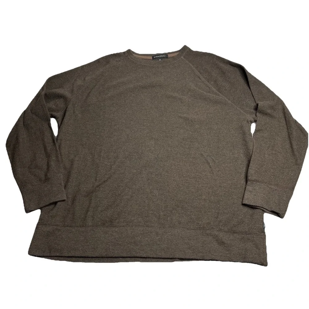 Banana Republic‎ Waffle Knit Long Sleeve Crewneck T-Shirt Brown Men's XXL